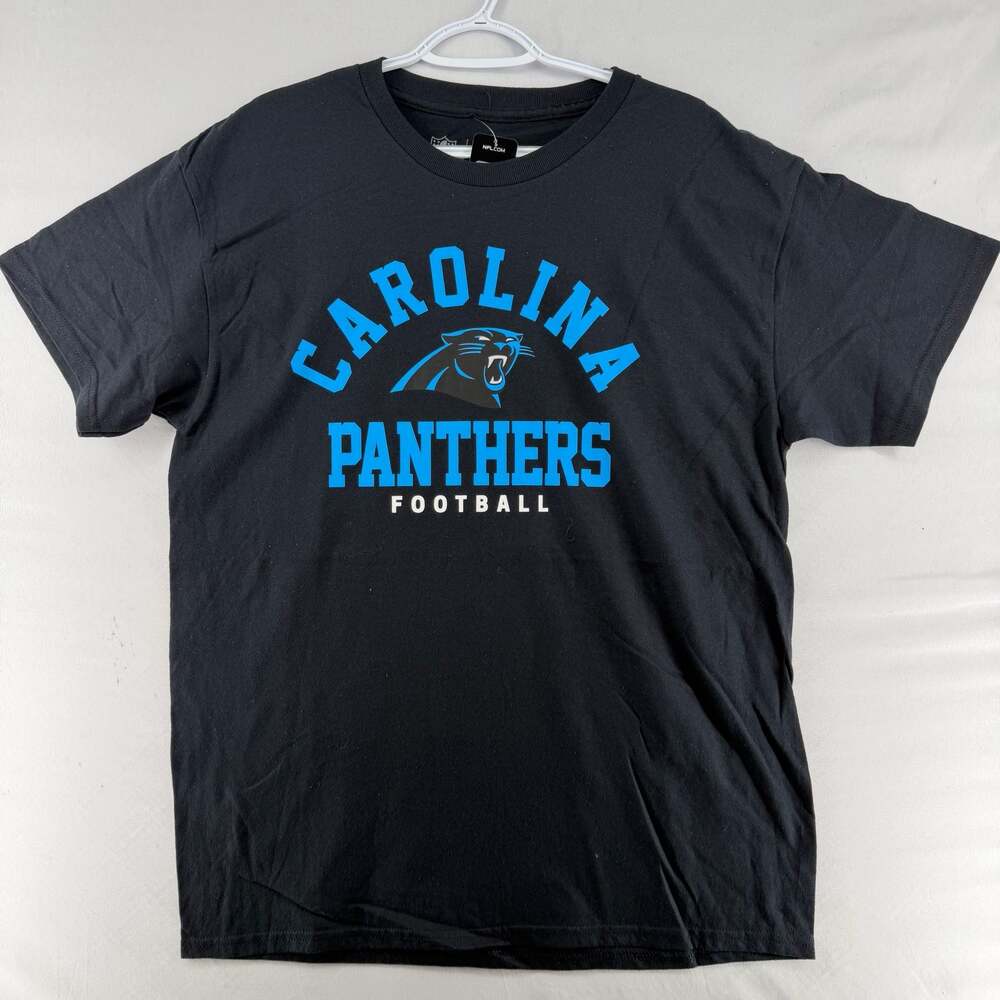1141 Large Team Apparel Carolina Panthers NFL Football Black Graphic T-Shirt